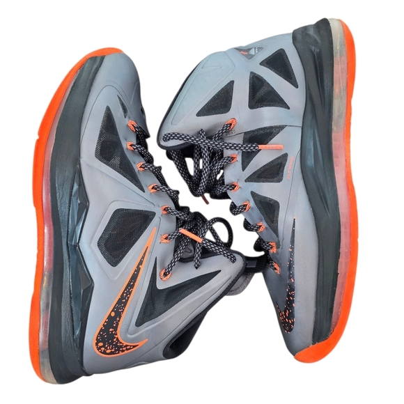 Nike LeBron X Lava 2012 541100-002 Basketball Shoes Grey/Orange Mens Size 10.5 - Picture 4 of 12